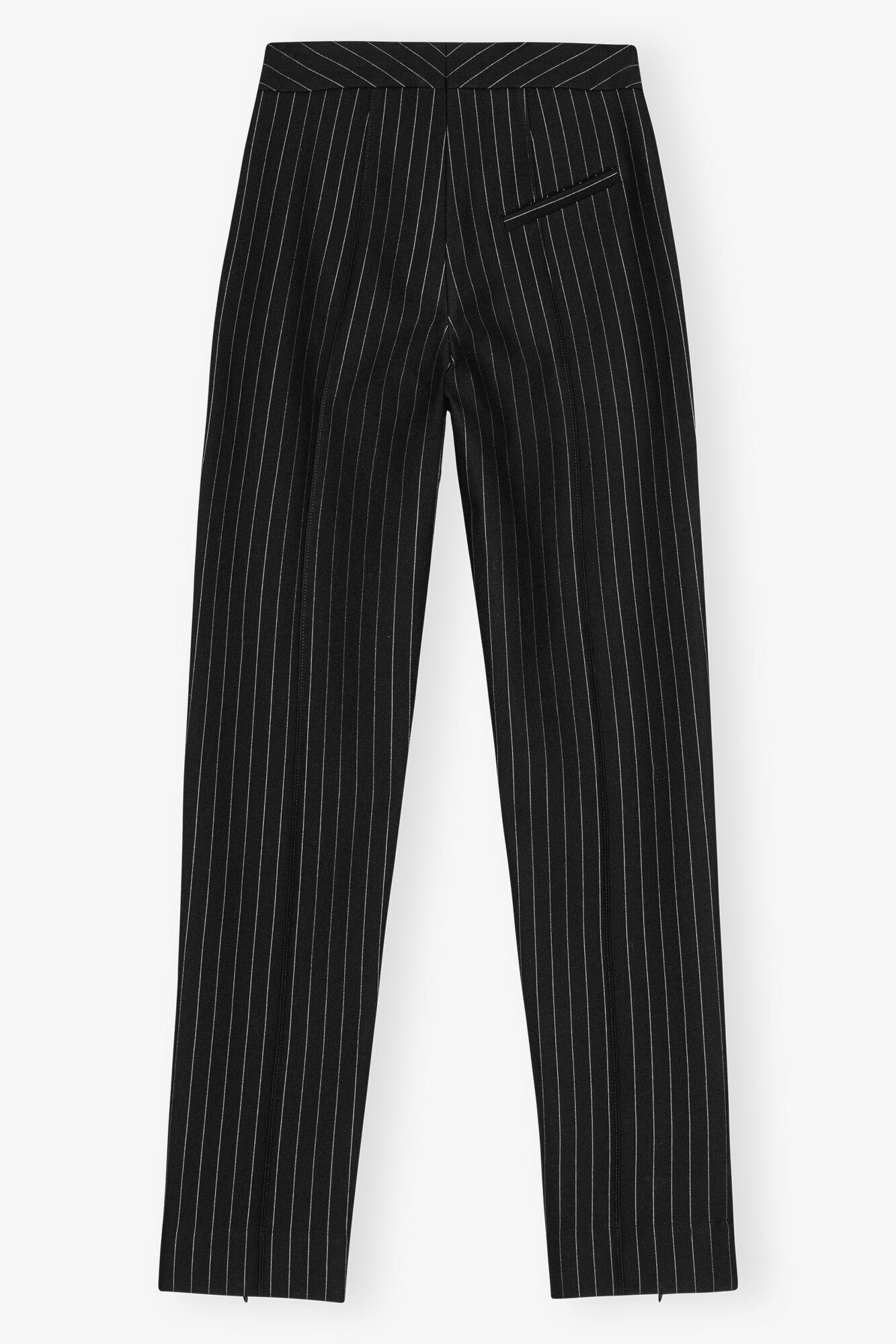 Black Stripe Mid Waist Pants Product Image