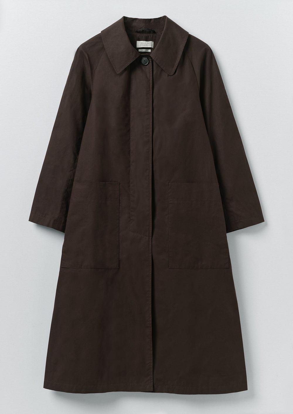 Frankie Waxed Cotton Raglan Coat | Chocolate Product Image