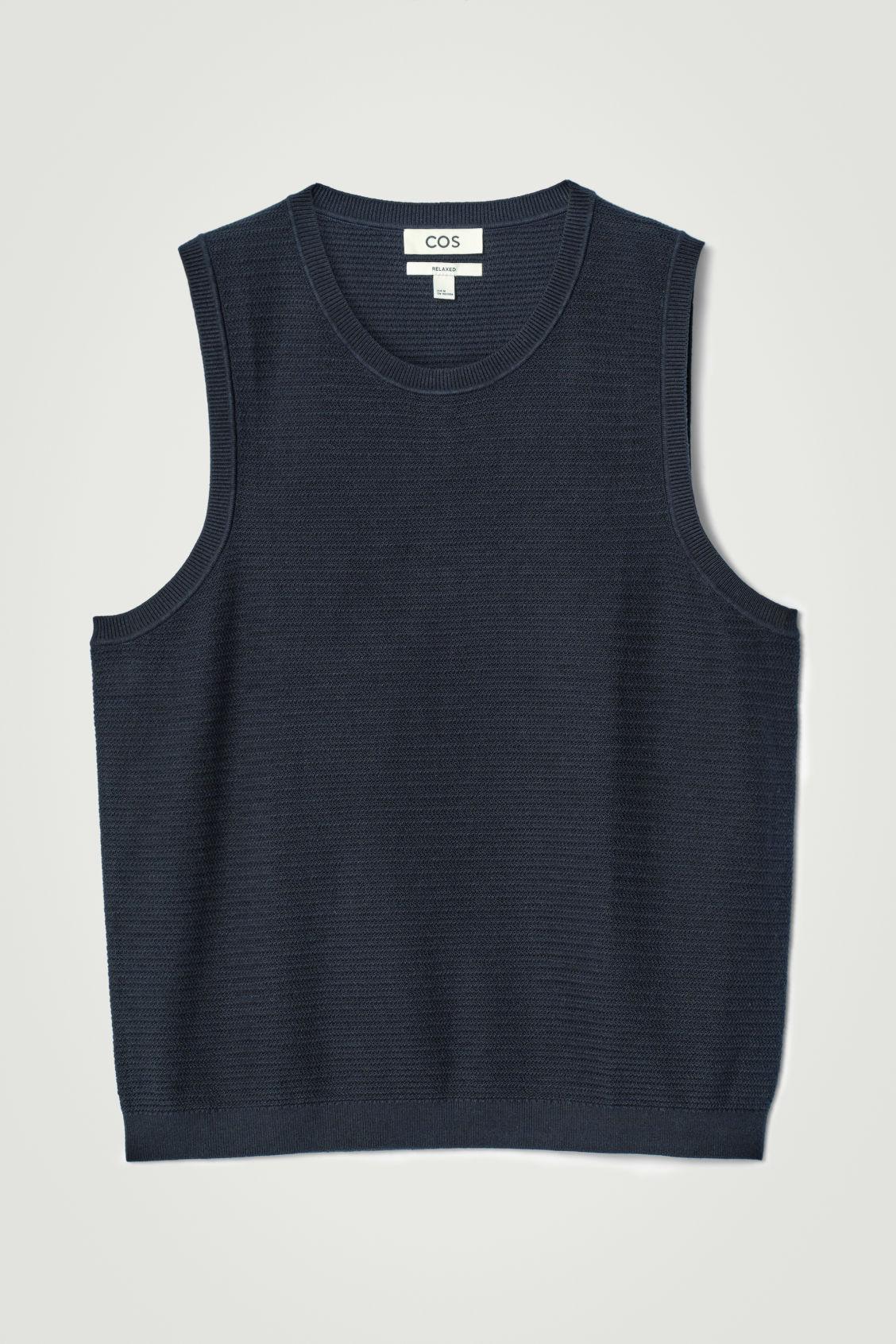 TEXTURED KNITTED COTTON TANK TOP Product Image