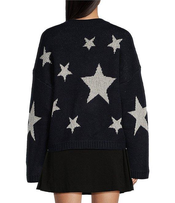 Takara Long Sleeve Crewneck Allover Printed Star Sweater Product Image