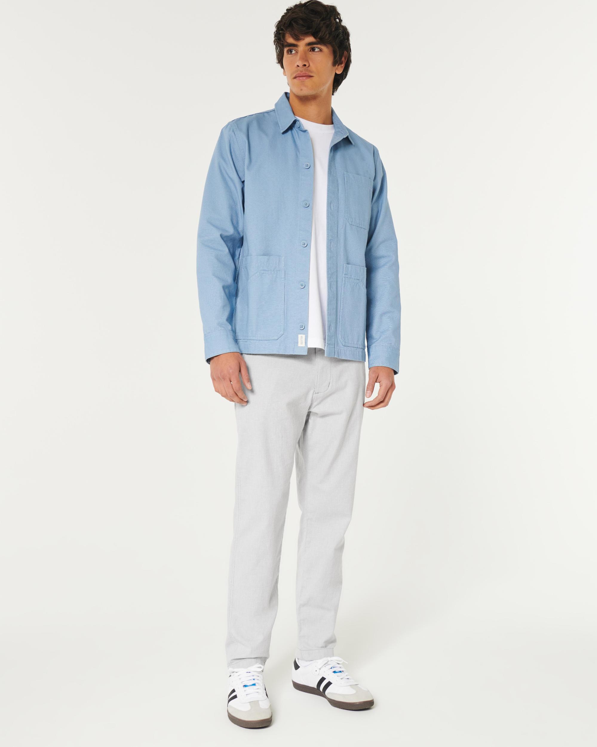 Slim Straight Stretch Linen-Blend Pants Product Image