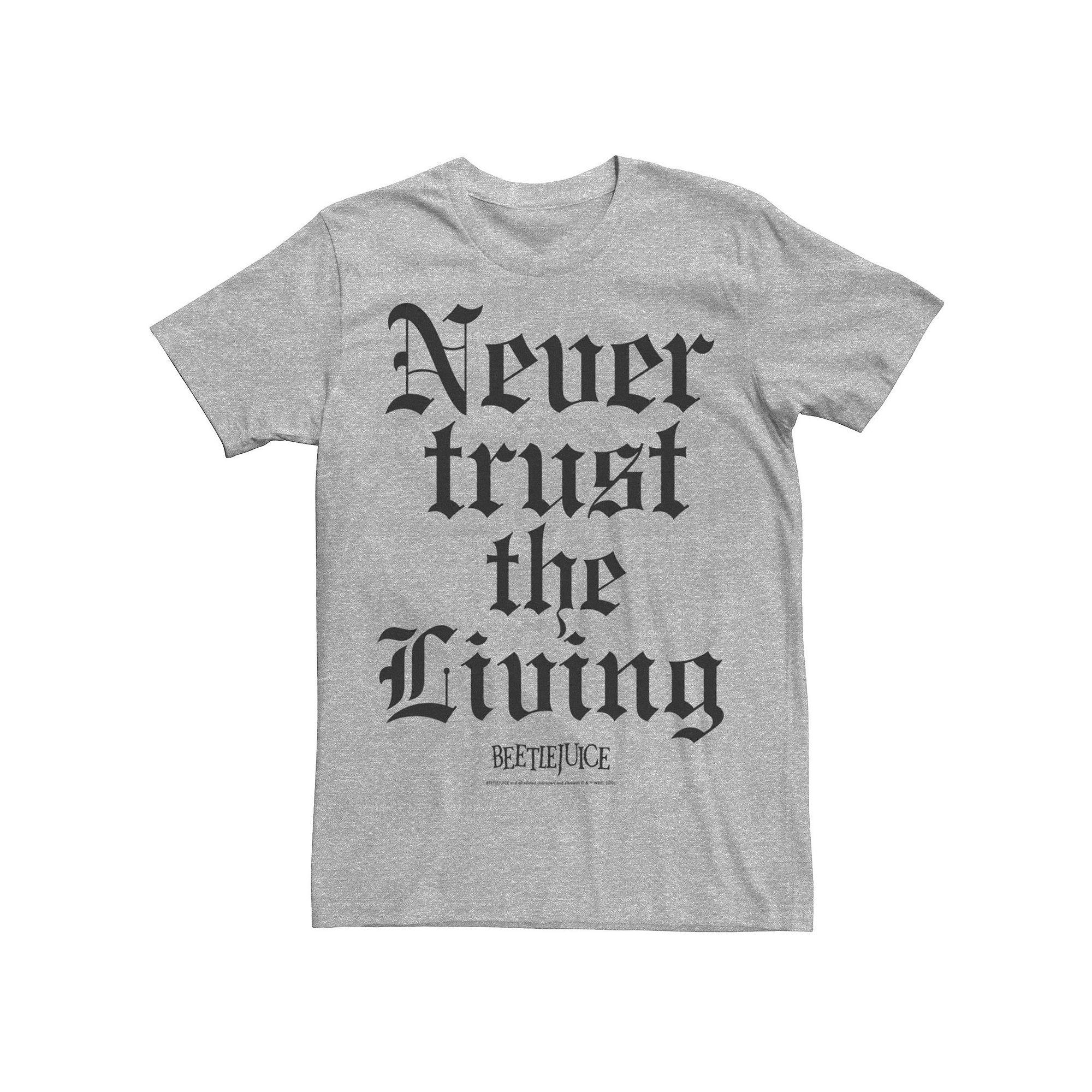Men's Beetlejuice Never Trust The Living Text Tee,  Product Image