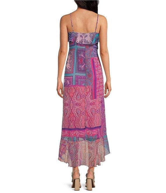 Gianni Bini x DANNIJO Isabella Printed V-Neck Sleeveless Ruffle Crinkle Chiffon Maxi Dress Product Image