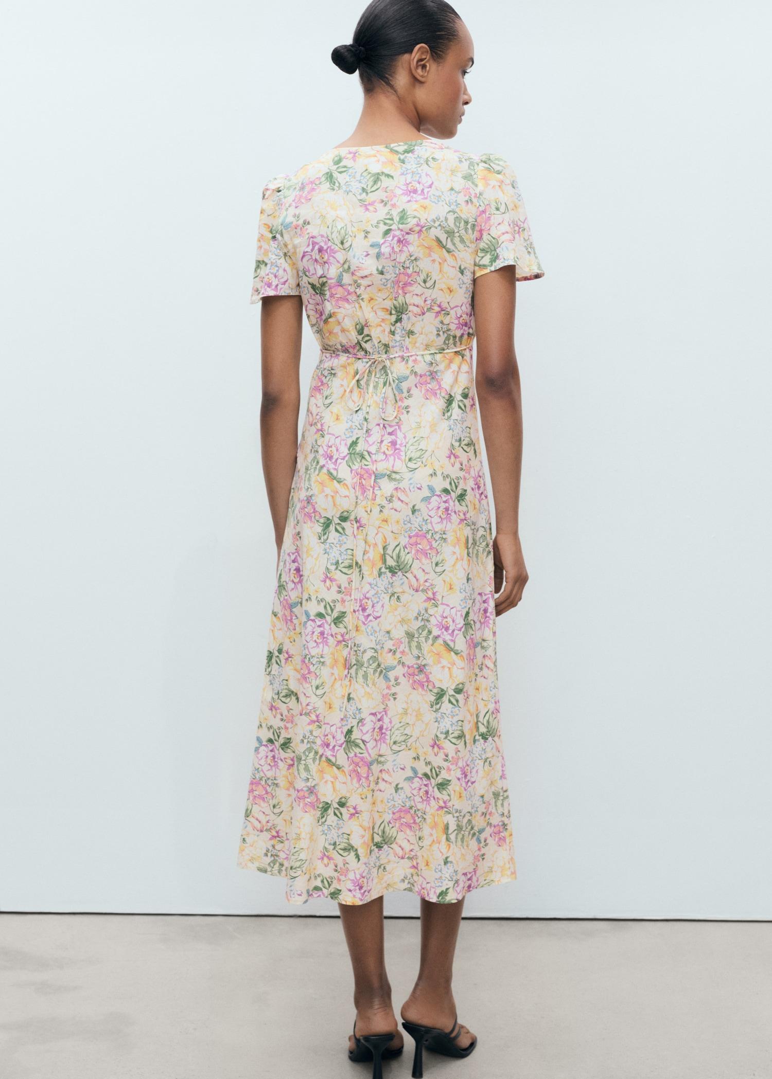 Floral linen-blend dress - Women | MANGO USA Product Image
