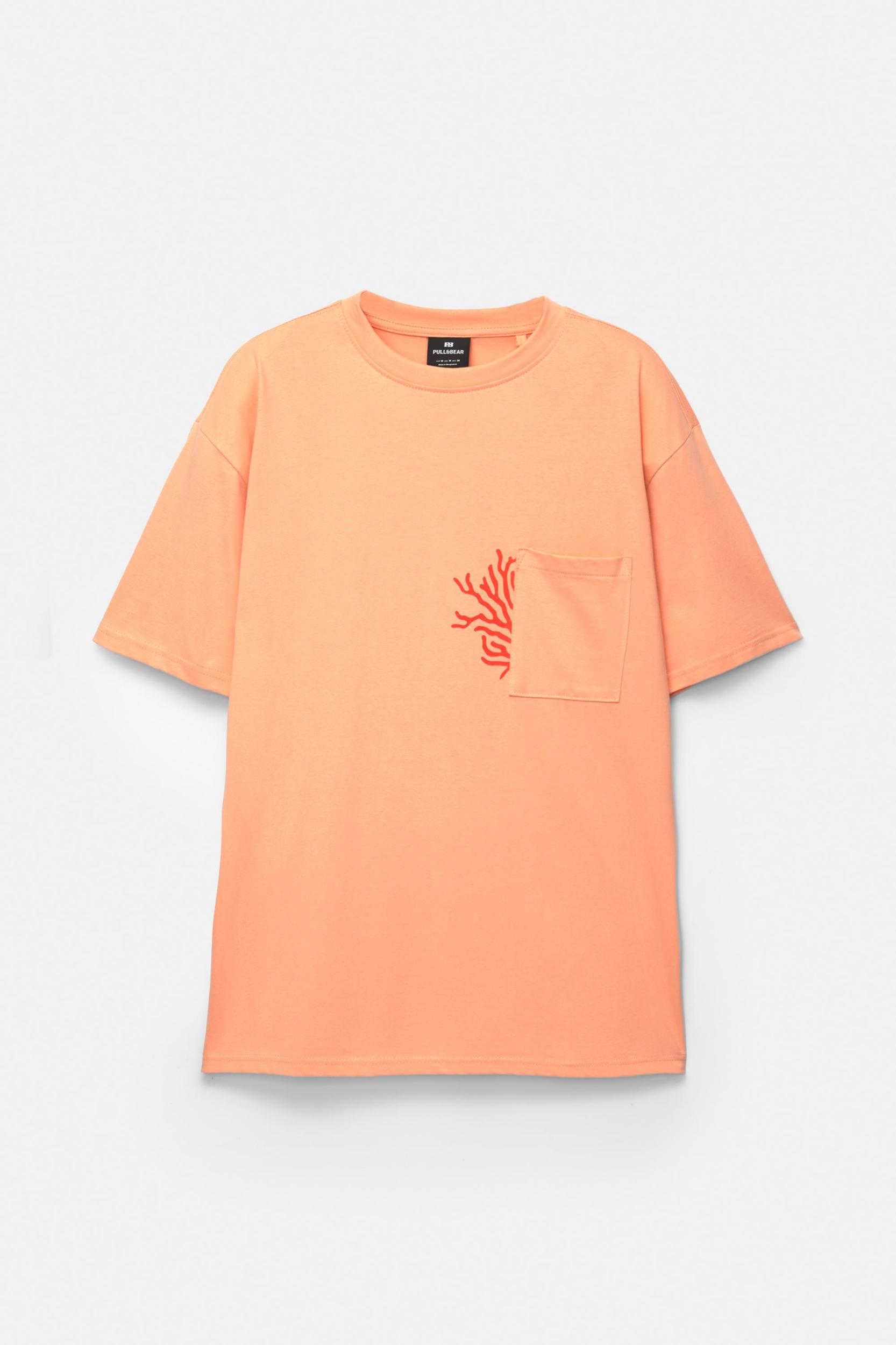 Orange T-shirt with pocket Product Image