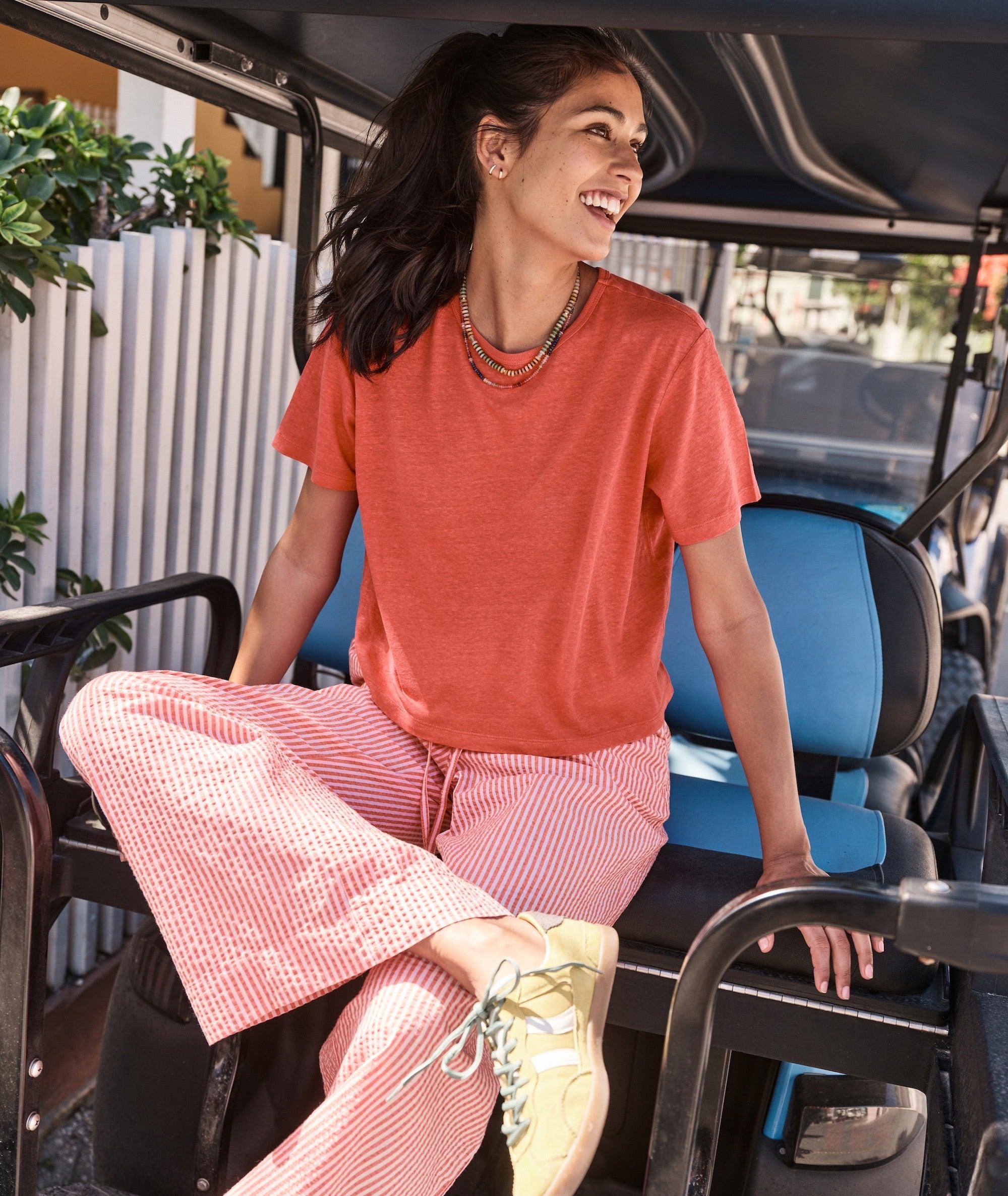 Seersucker Drawstring Wide Leg Pant Product Image