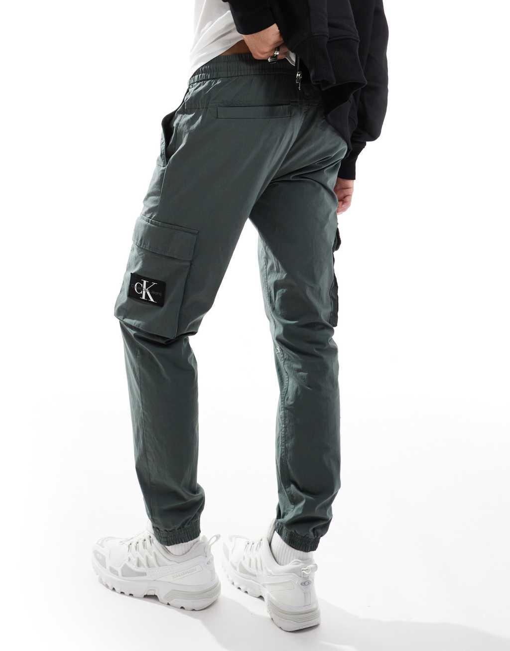 Calvin Klein Jeans skinny cargo pants in charcoal gray Product Image