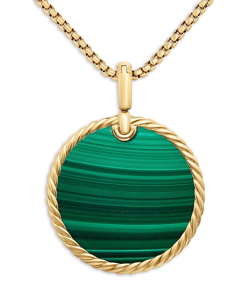 David Yurman 18K Yellow Gold Dy Elements Disc Pendant with Malachite Product Image
