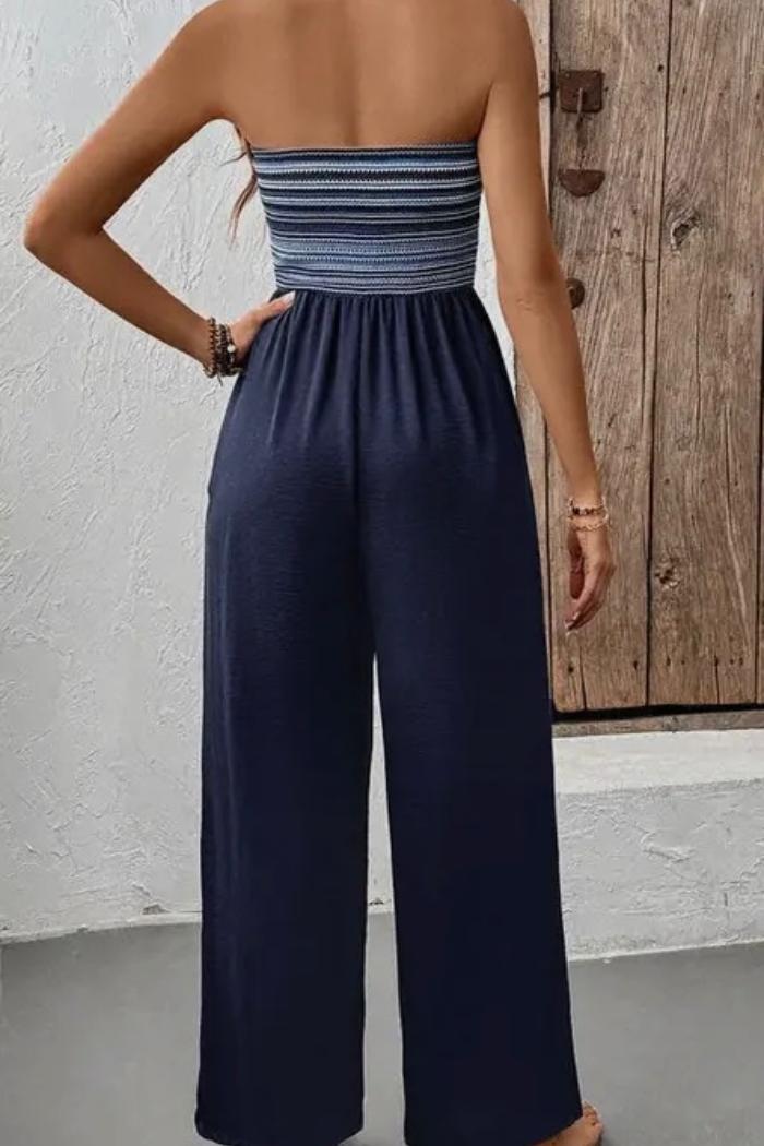 Striped Strapless Jumpsuit Product Image