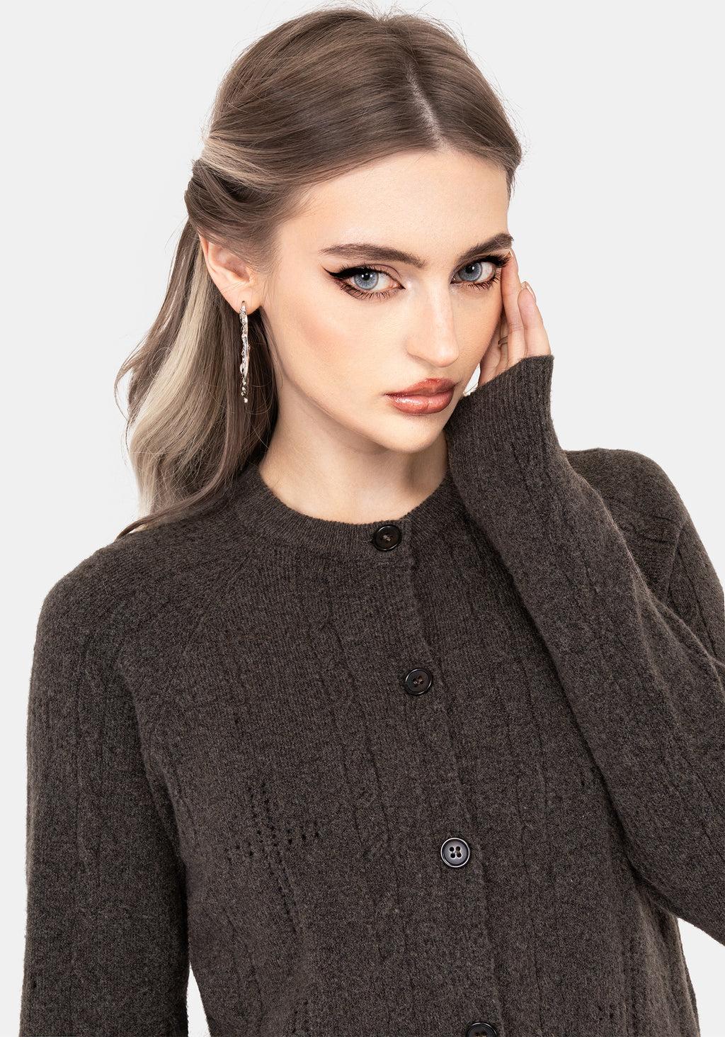 Serena Cross Pointelle Button Down Knit Cardigan Product Image