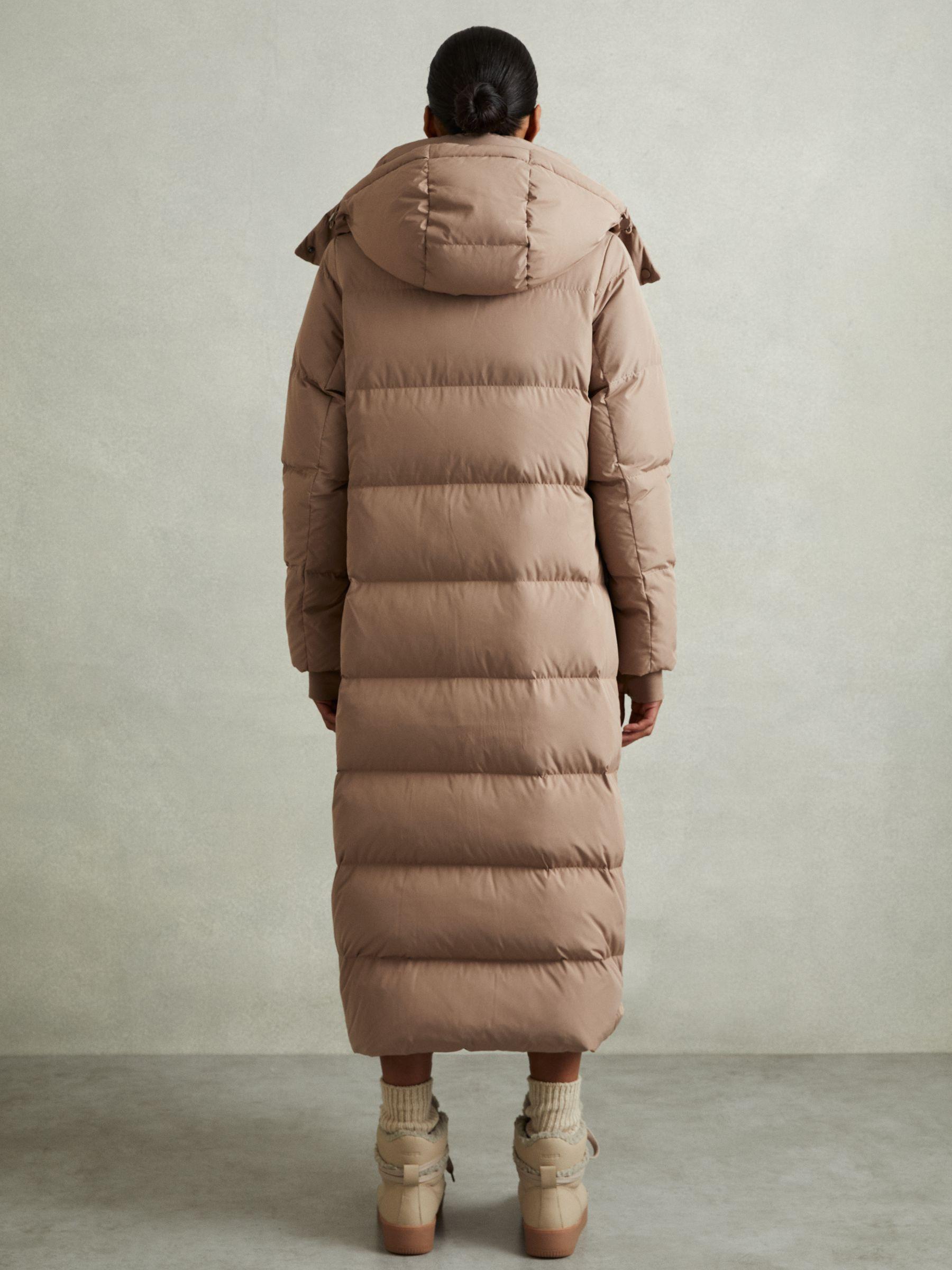 Petite Longline Hooded Puffer Coat in Mink Neutral Product Image