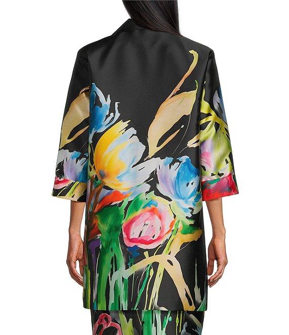 Caroline Rose Brilliant Bouquet Print Mikado Long Statement Jacket Product Image