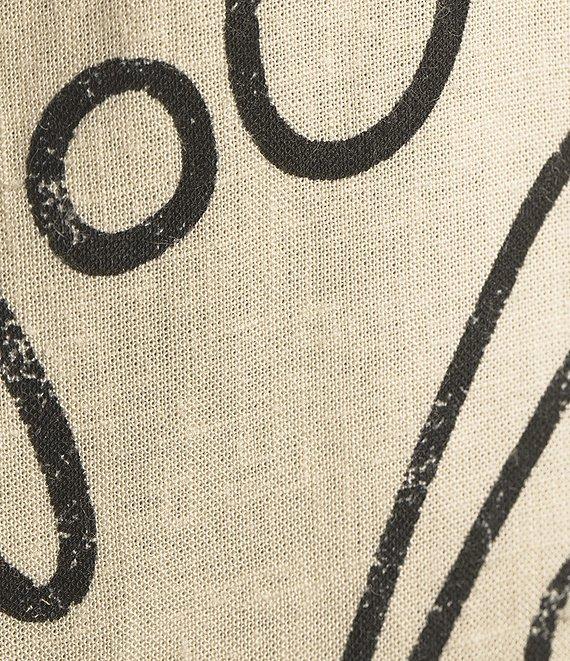 Every Linen Doodle Print Linen Blend V-Neck Long Sleeve Button Front Coordinaitng Blouse Product Image