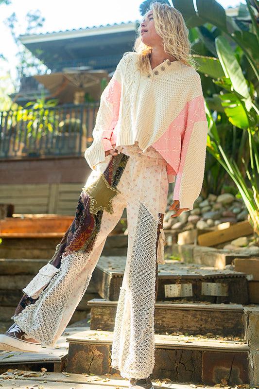 Pink Blossom Quilted Kit Sweater Product Image