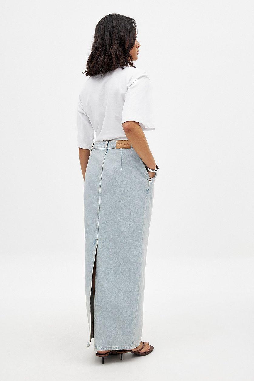 Slit Detailed Maxi Denim Skirt Product Image