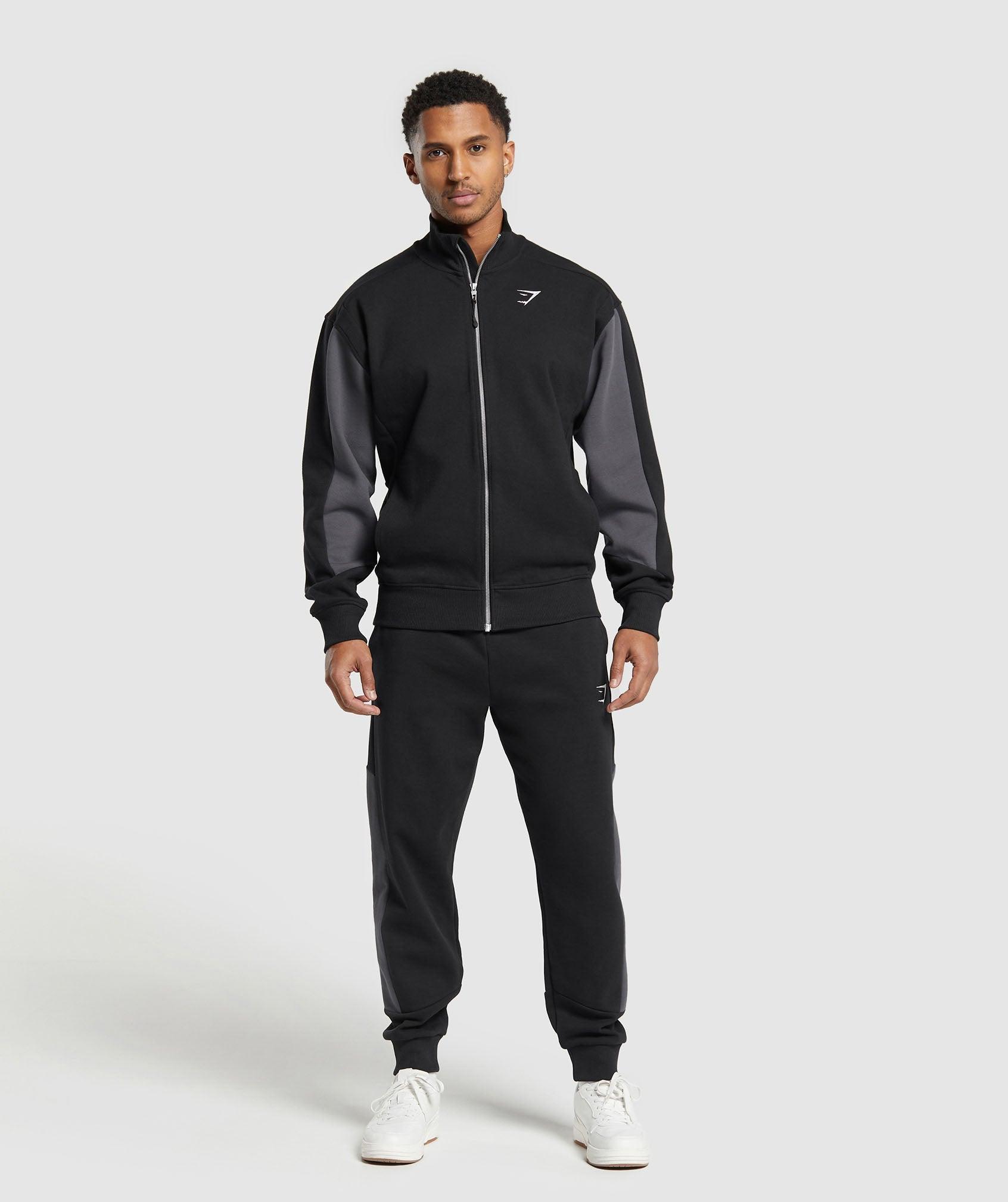 Gymshark Pique Track Jacket - Black/Onyx Grey Male Product Image