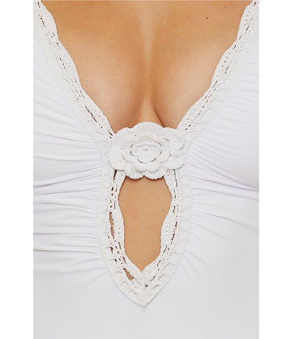 Becca By Rebecca Virtue Colette Clare Scallop Crochet Open Back One Piece Swimsuit Product Image