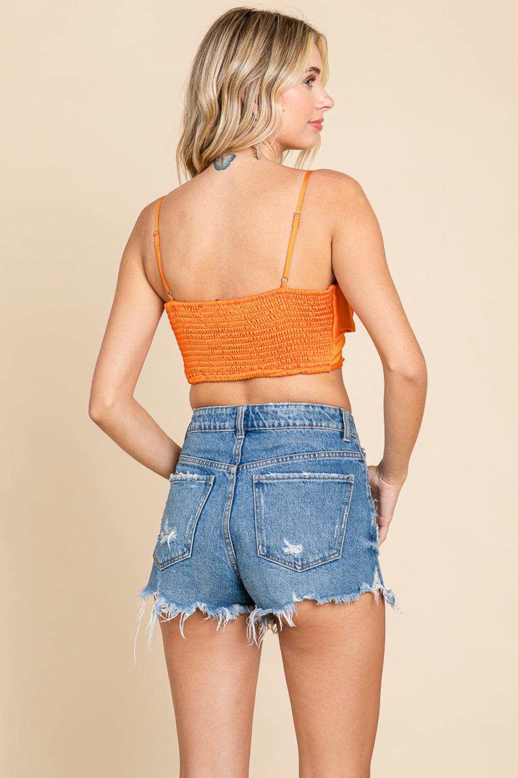 Satin Cowl Neck Cropped Strappy Cami Tube Top Product Image