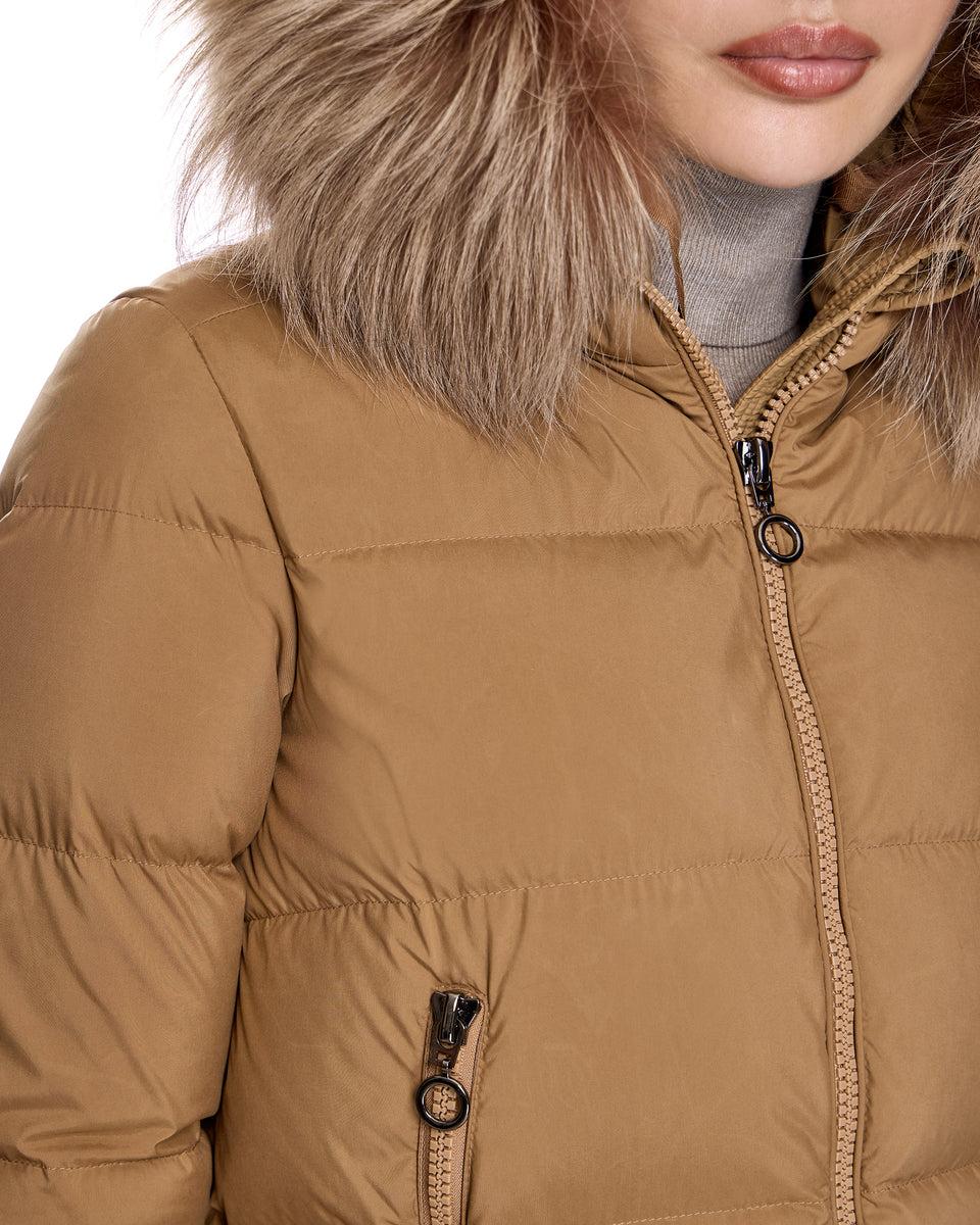 Polyester Jacket with Dyed Finn Raccoon Trimmed Hood Product Image