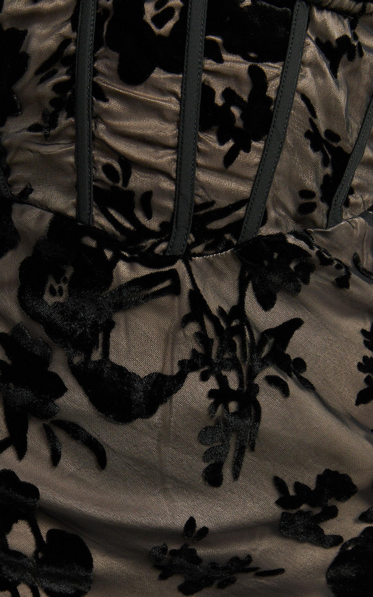 Violeta Maxi Dress - Corset Front Burnout Dress in Black Product Image