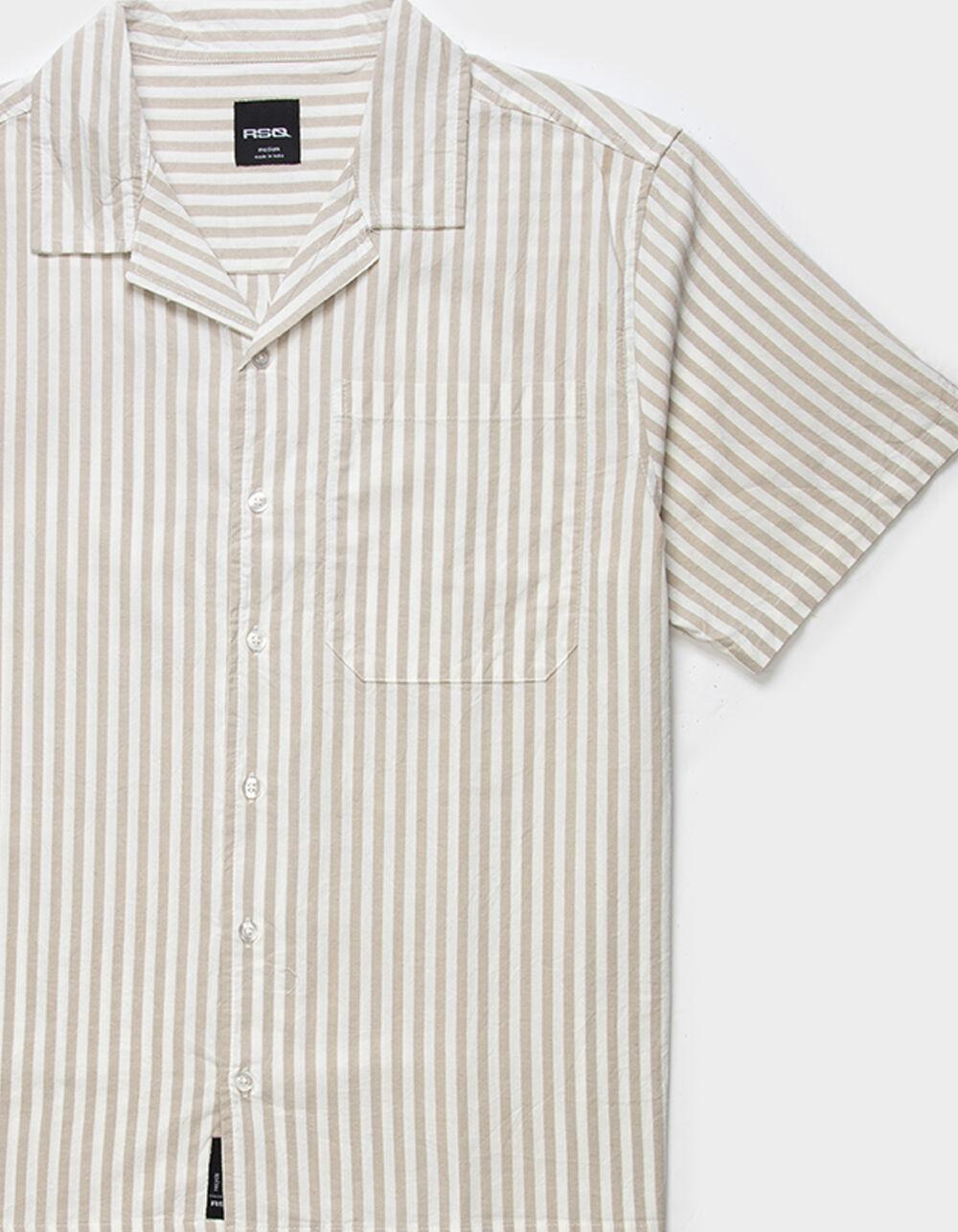 RSQ Mens Stripe Oxford Camp Shirt  - BROWN Product Image