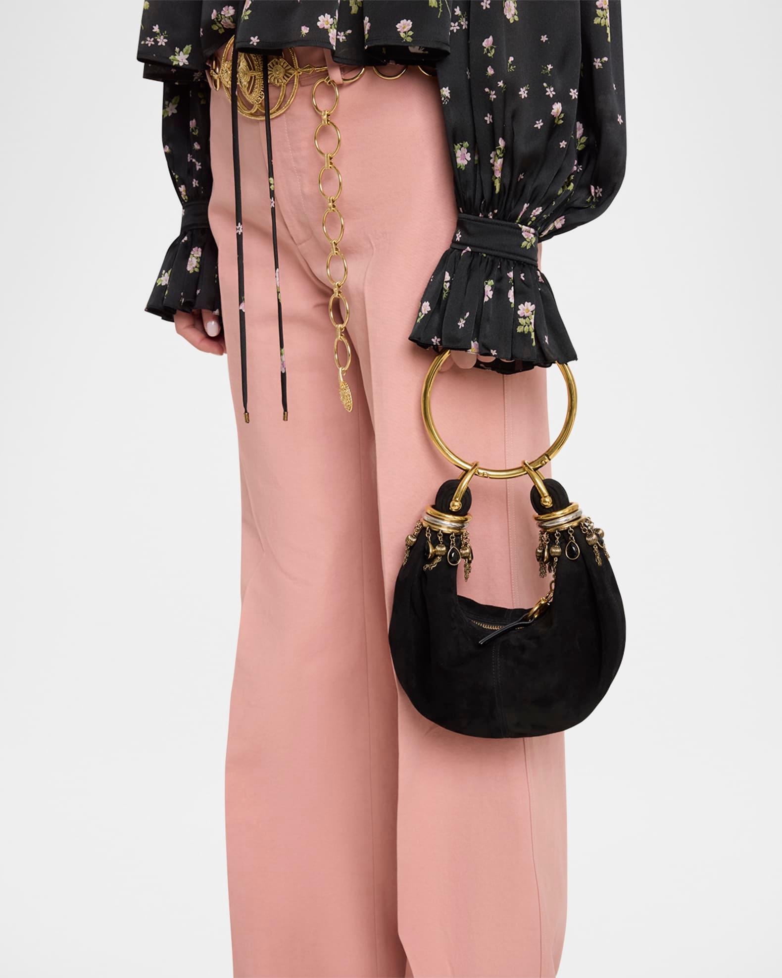 Bracelet Mini Top-Handle Bag in Suede with Beads  Product Image