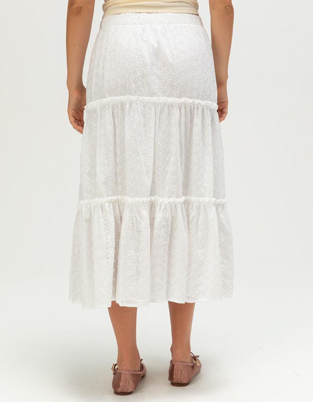 NECTAR CLOTHING Womens Eyelet Midi Skirt - WHITE Product Image