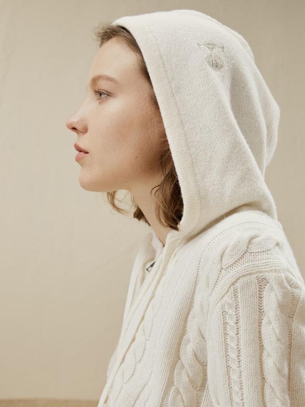Bela Cable-Knit Wool-Cashmere Blend Hoodie Product Image