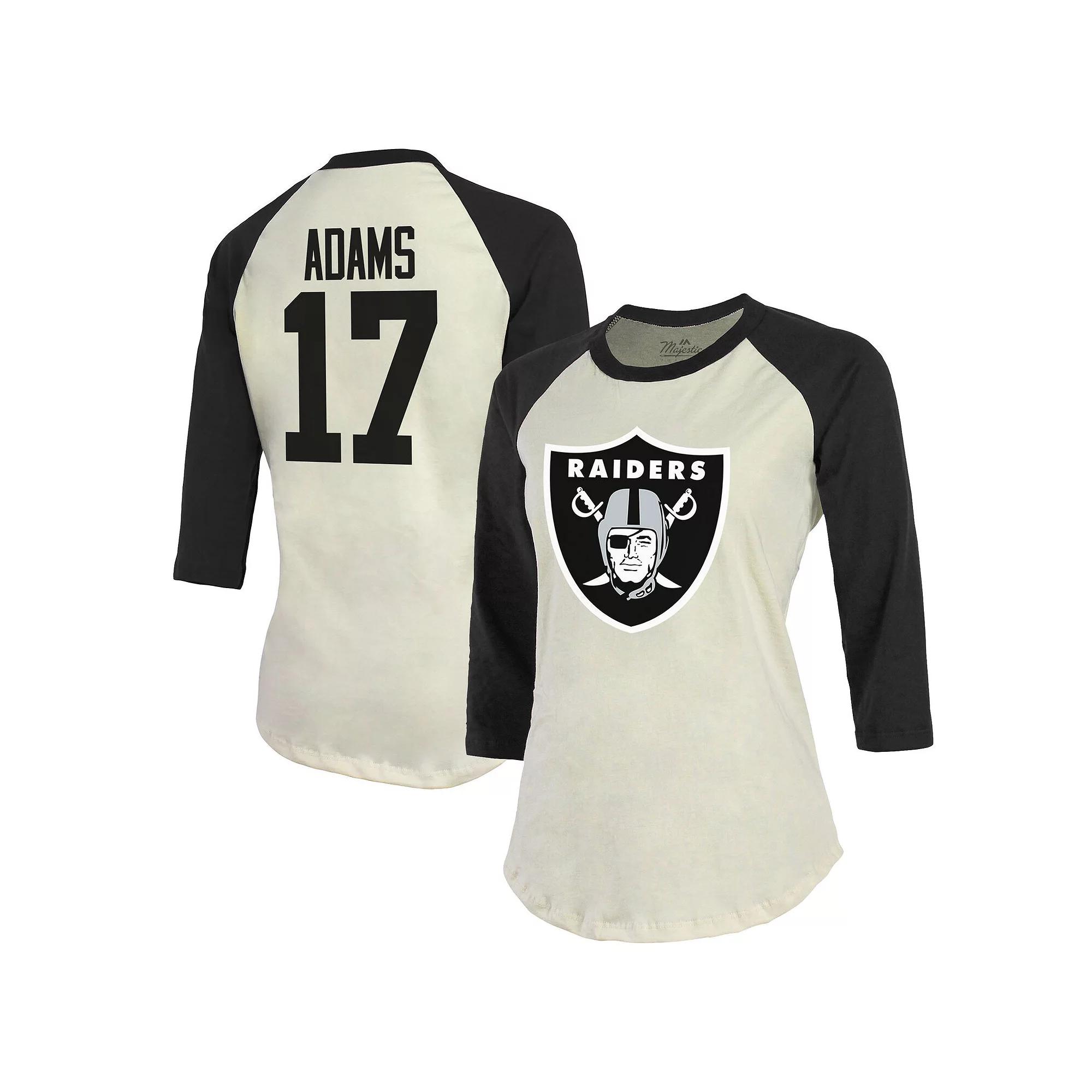 Women's Majestic Threads Davante Adams Cream/Black Las Vegas Raiders Player Name & Number Raglan 3/4-Sleeve T-Shirt, Size: Small, Lvr Beige Product Image