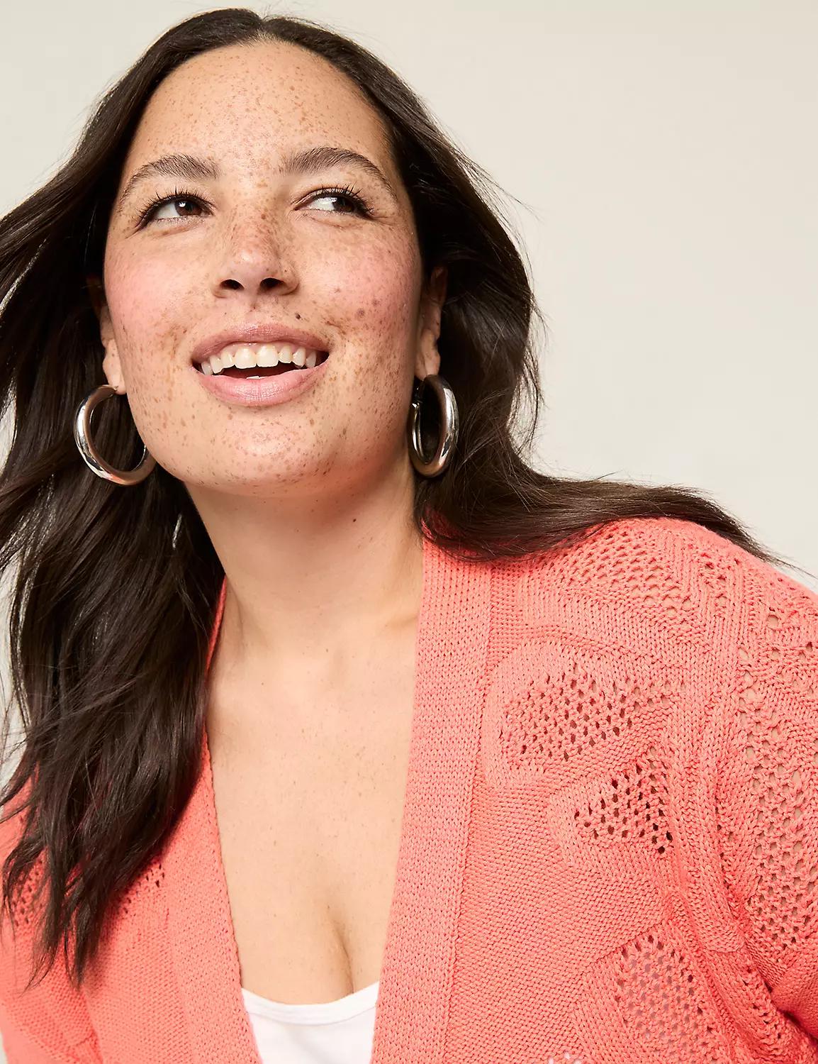 Floral Jacquard Open-Front Cardigan Product Image