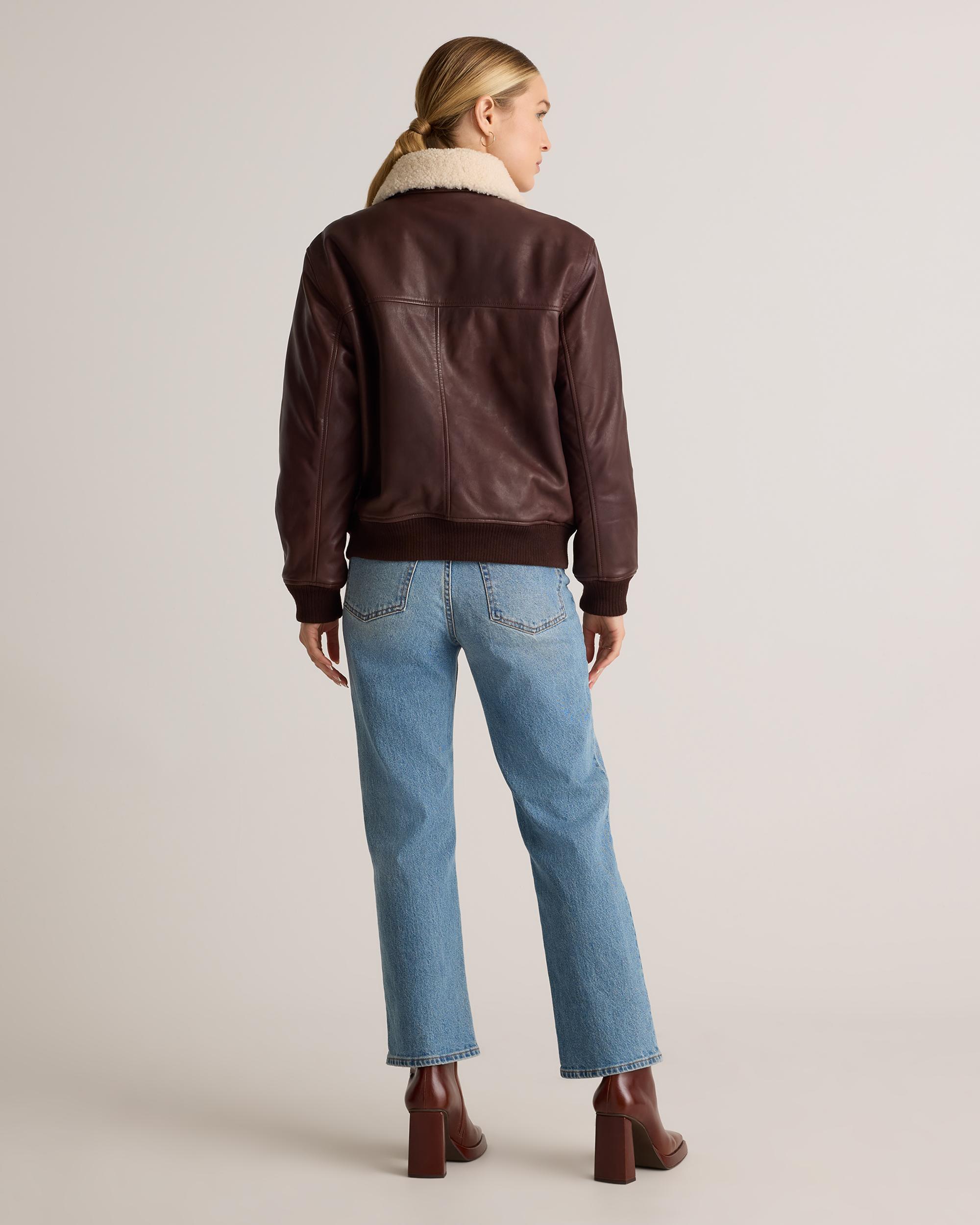Quince | Women's Shearling Trim Aviator Jacket Leather Product Image