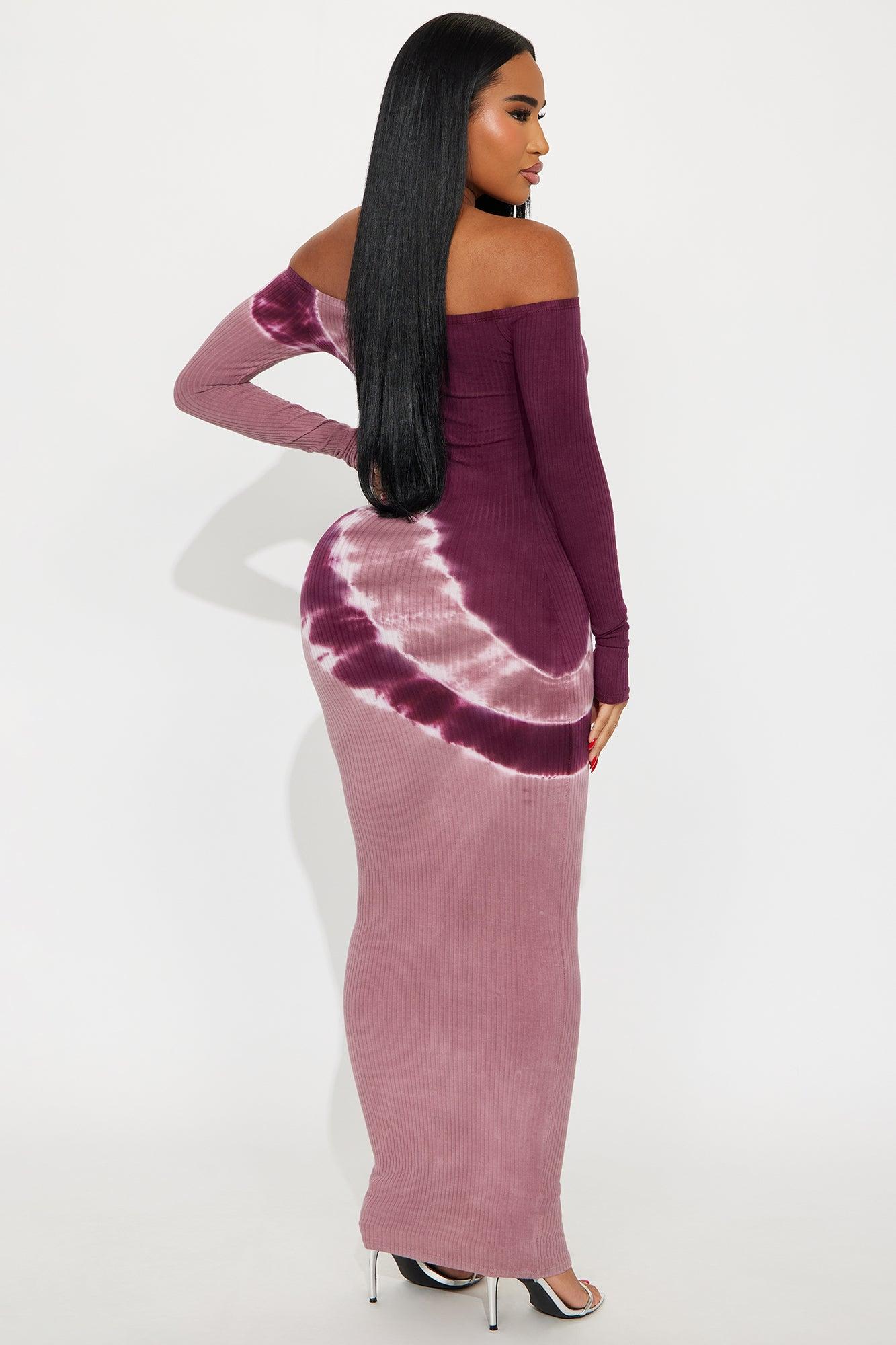 Beatrice Tie Dye Ribbed Maxi Dress - Plum/Multi Female Product Image