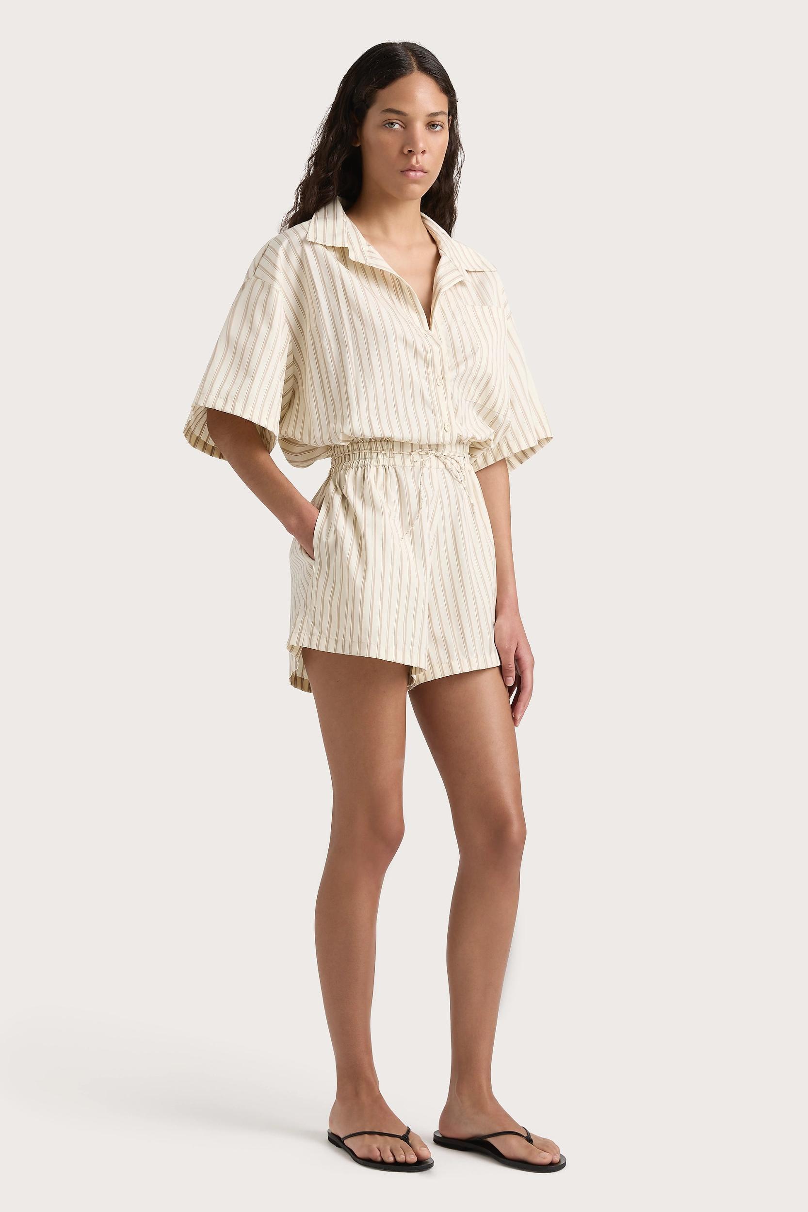 Faia Playsuit Shadow Stripe Butter - Final Sale Product Image