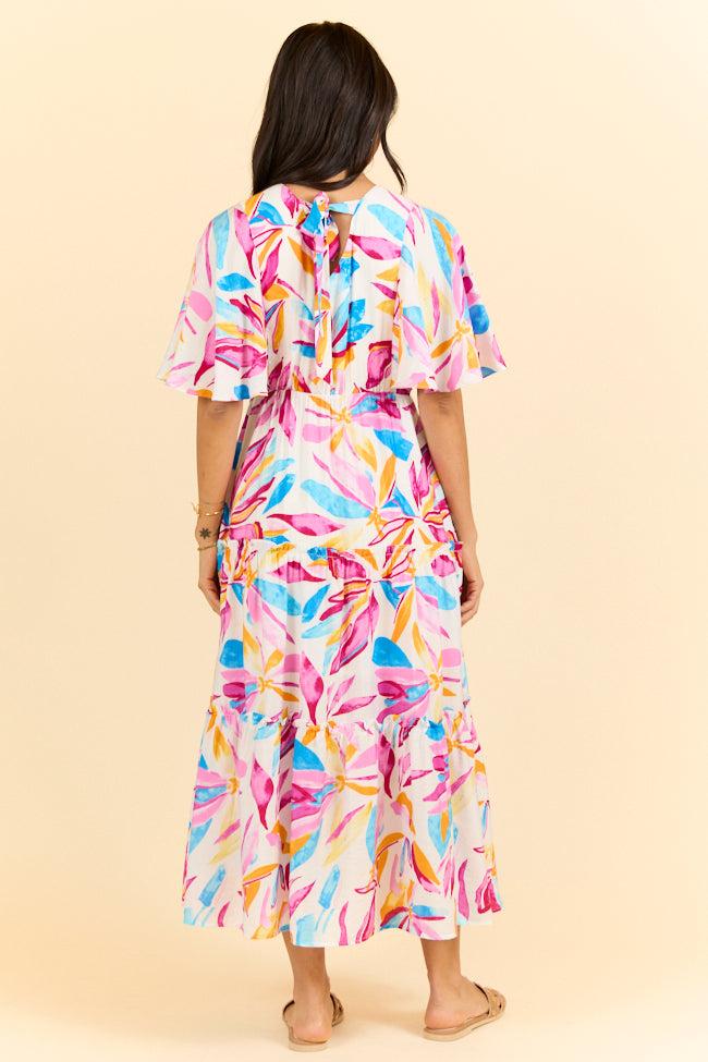In The Wildflowers Multi Color Short Sleeve V-neck Maxi Dress FINAL SALE Product Image