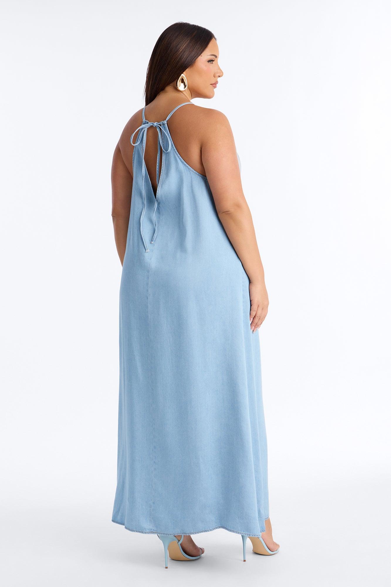 Daytime Chic Denim Maxi Dress - Light Wash Female Product Image