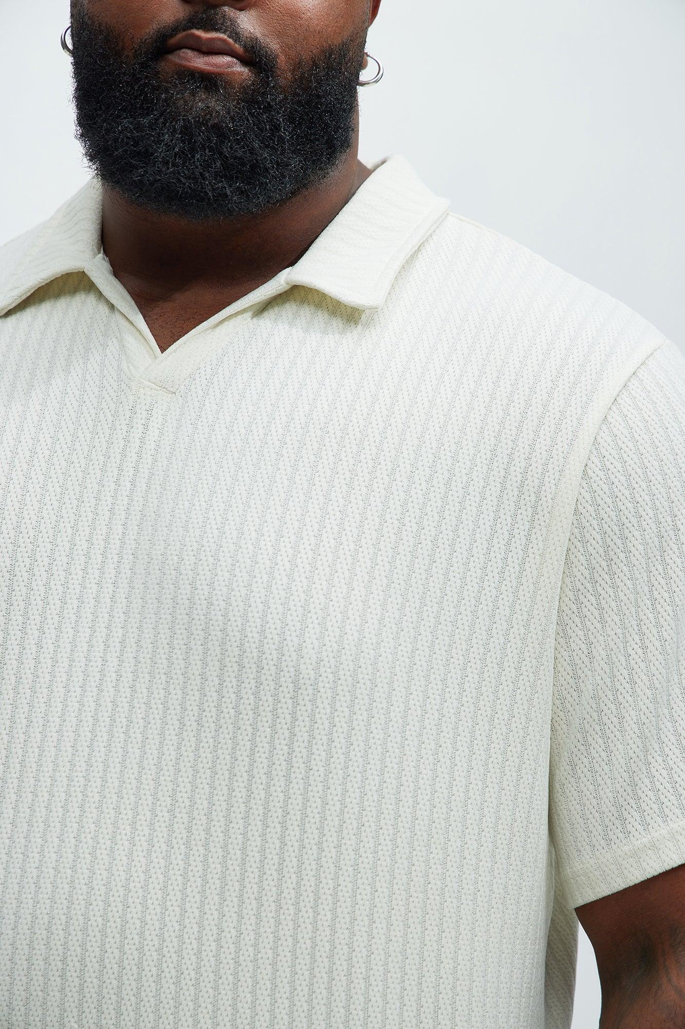 Easton Textured Polo Shirt - Off White Product Image