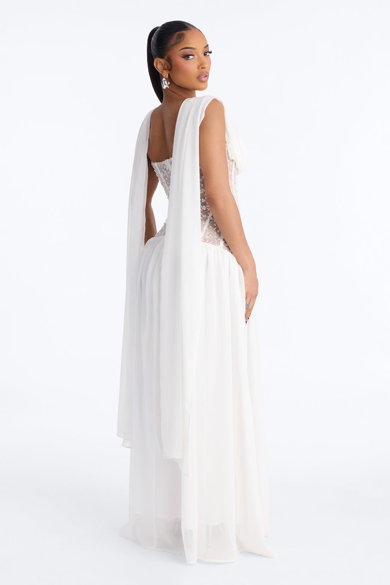 Radiant Aura Embellished Corset Maxi Dress - White Female Product Image
