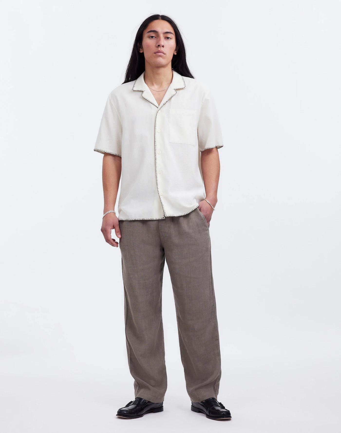 Blanket Stitch Short-Sleeve Shirt Product Image