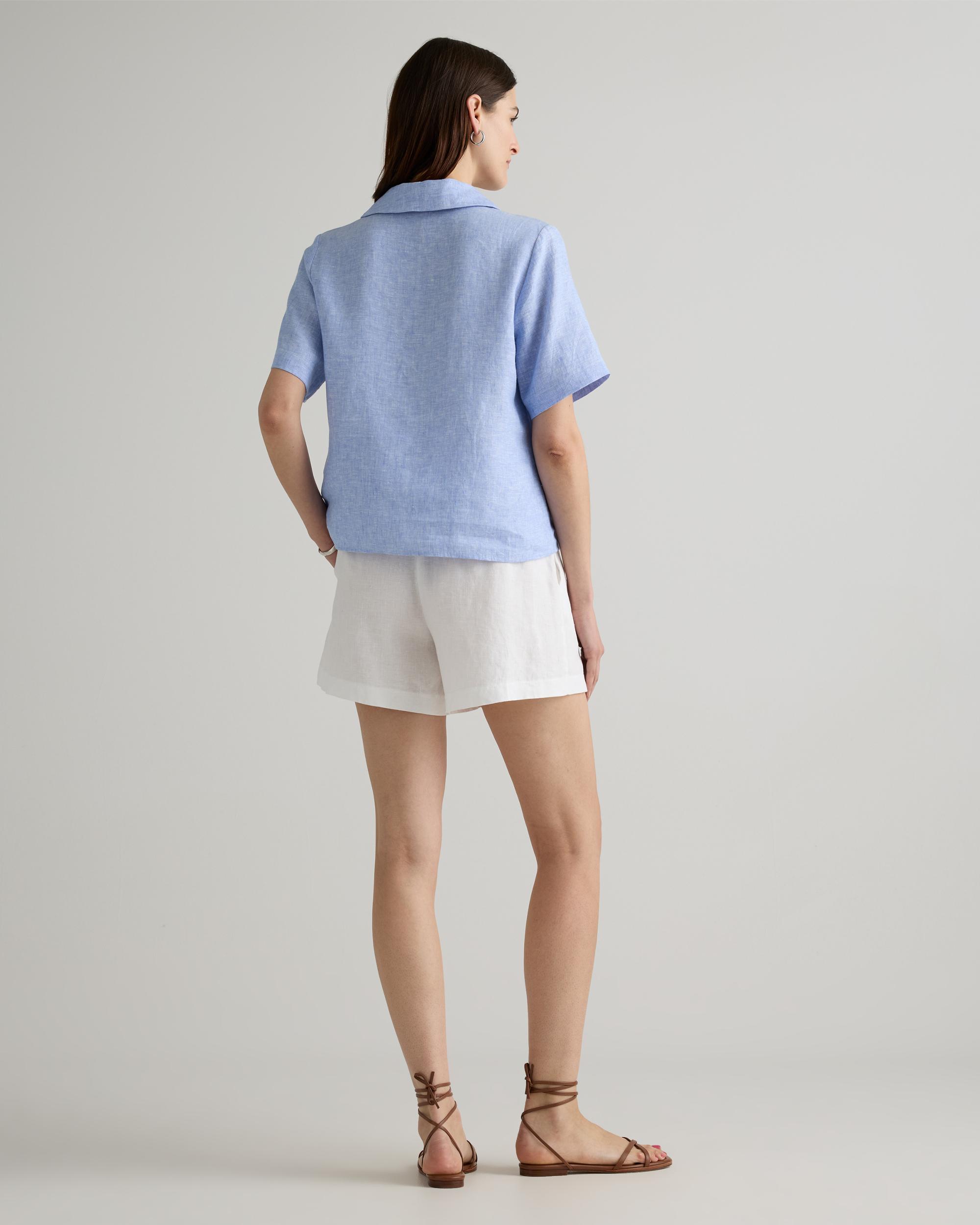 Quince | Women's 100% European Linen Short Sleeve Popover Top Product Image