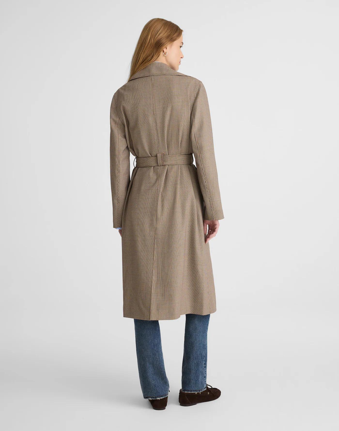 Double-Breasted Trench Coat in Plaid Product Image