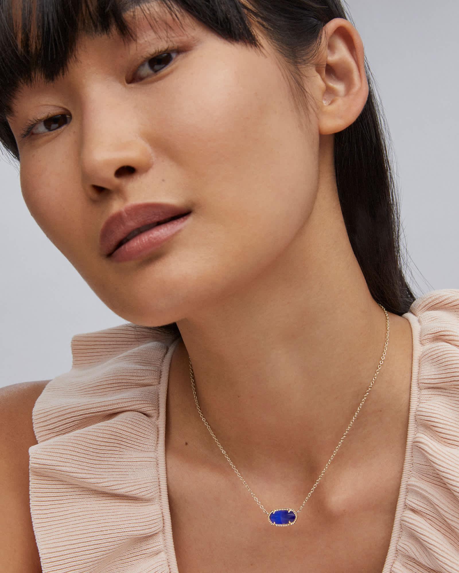 Elisa Gold Pendant Necklace in Cobalt Cat's Eye Product Image
