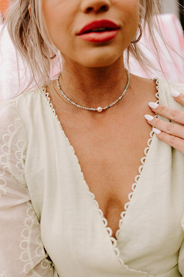 Private Beach Bound Semi Precious Choker In Ocean Wave Product Image