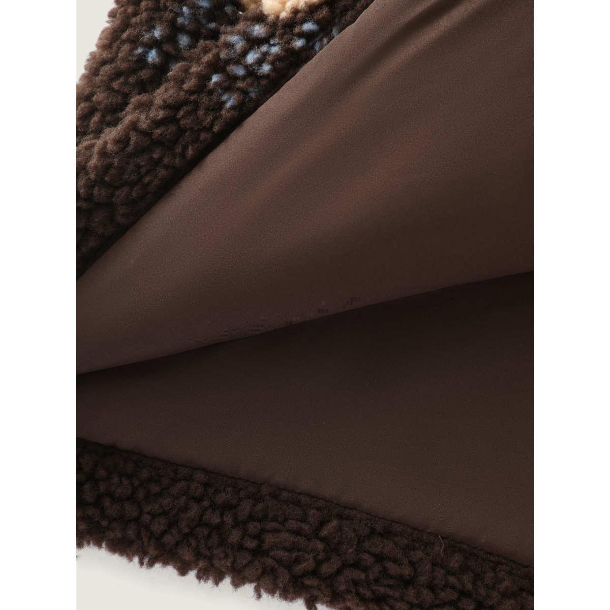 Plus Size Fluffy Floral Pattern Pocket Coat Women Multicolor Leisure Button Ladies Casual Winter Coats BloomChic 12/L Product Image