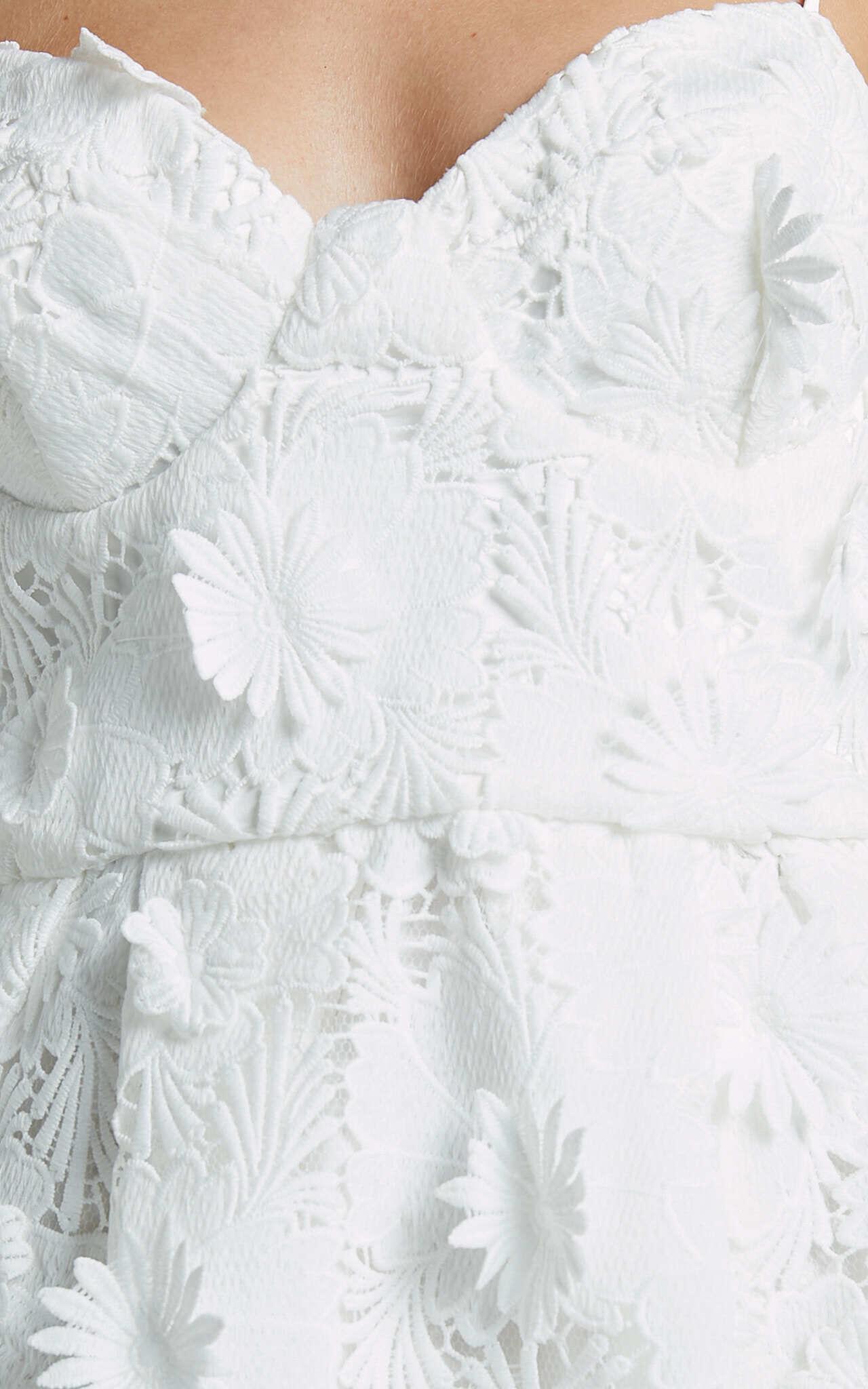 Attilie Mini Dress - Sweetheart Bustier 3D Floral in White Product Image