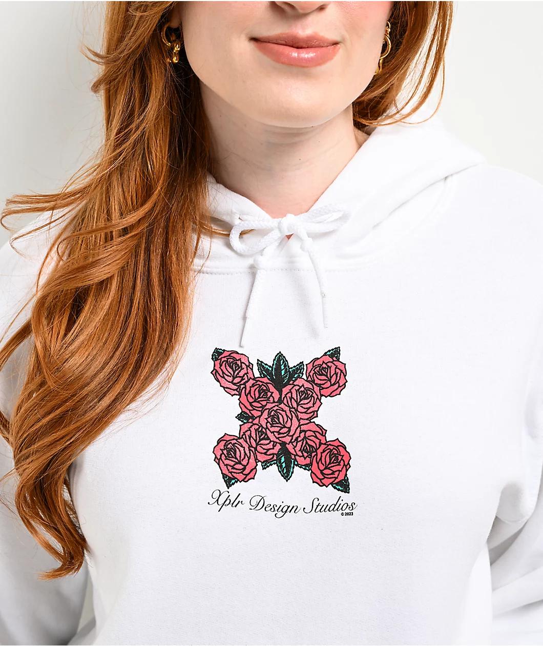 XPLR Roses Logo White Hoodie Product Image