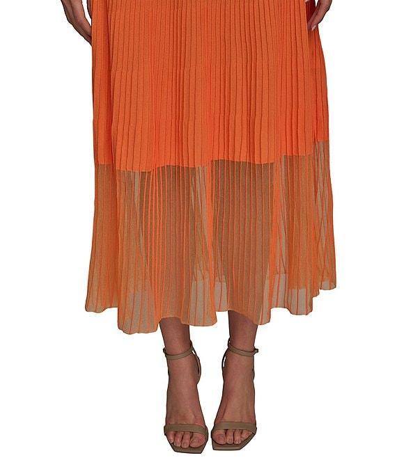 Donna Karan Mock Neck Short Sleeve Ribbed Knit Midi Dress Product Image