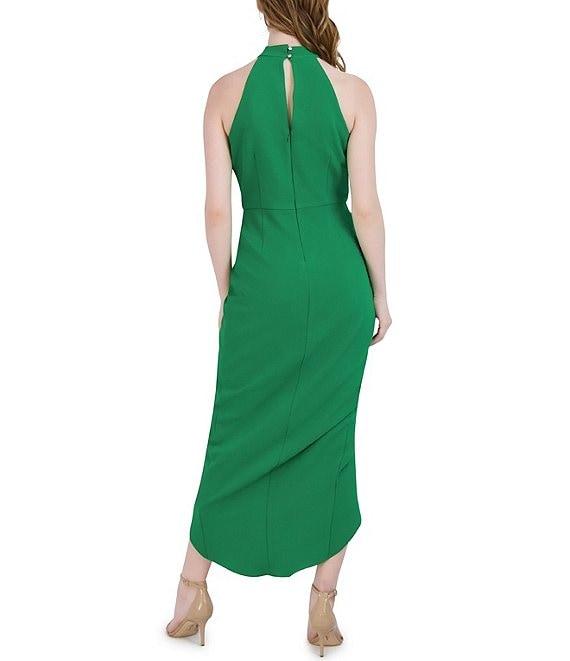 Julia Jordan Knot Halter Neck Sleeveless Faux Wrap Tulip Hem Midi Dress Product Image