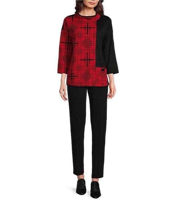 Ali Miles Jacquard Multi Pattern Mock Neck Long Sleeve Tunic Product Image