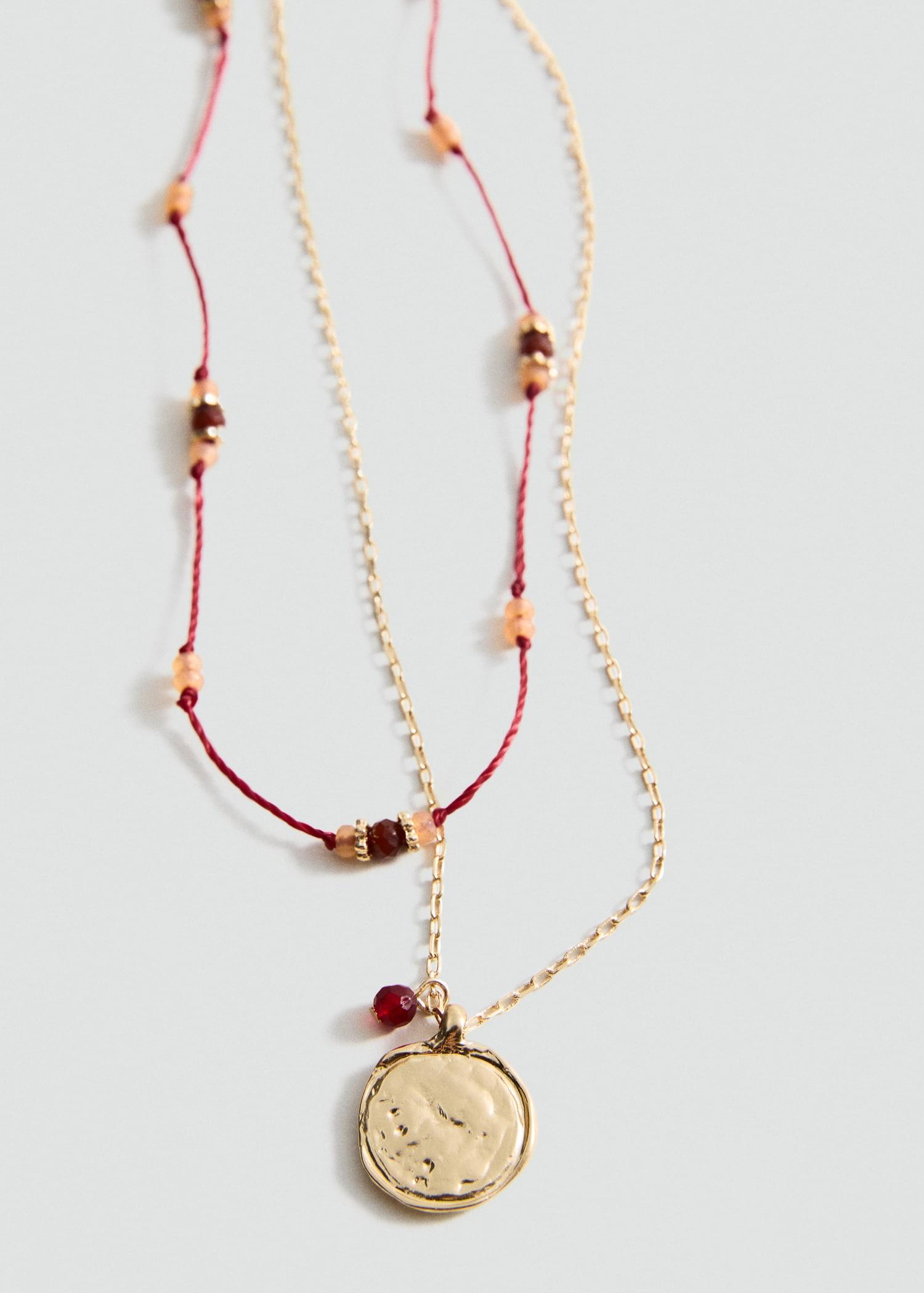Combined double-pendant necklace - Women | MANGO USA Product Image