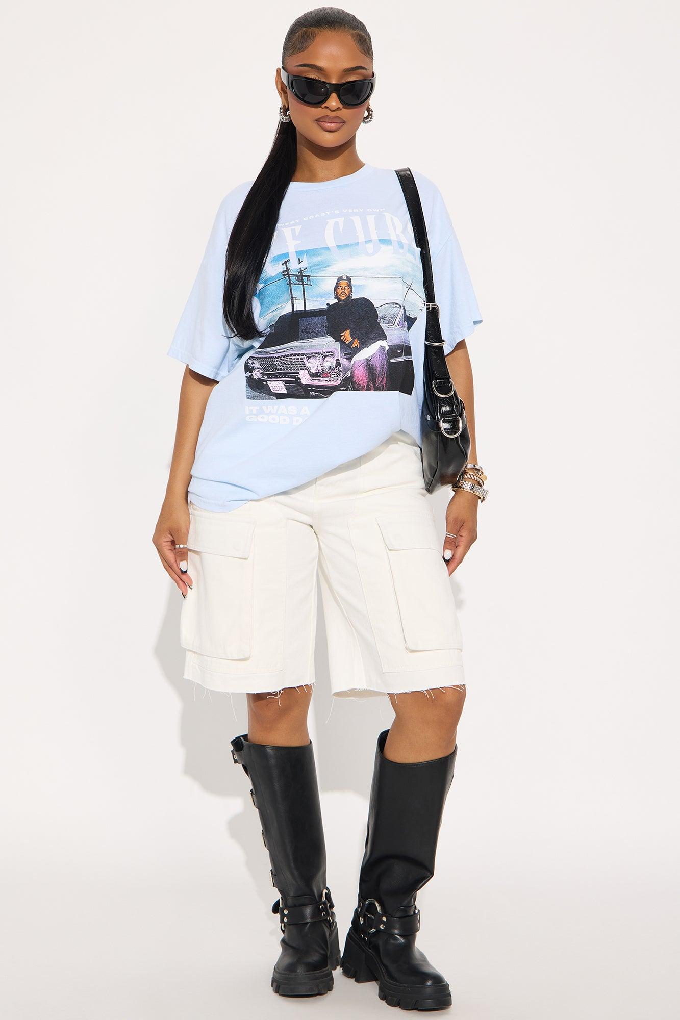 Ice Cube Tour Washed Oversized Tee - Light Blue Product Image